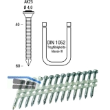 Ankerngel AK25 Lnge 40 mm galvanisch verzinkt Kunststoffgebunden 25 Grad