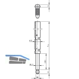 Treibriegelstange BKS 9006, 1010 mm, m. Gleitstopfen f. oben, Stahl verzinkt