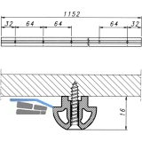 Kabelschiene Prisma, Lnge 1152 mm, Kunststoff schwarz