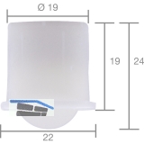 Kugelrolle 0 soft  19 mm,Tiefe 19 mm, Kunststoff wei