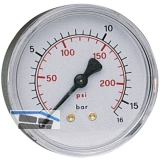 Druckluft Manometer 63 mm 0 - 16 bar mit Auengewinde hinten 1/4\