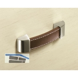 Mbelgriff Agliano LA128, B147, Edelstahl Effekt/Leder braun