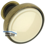 Knopf Anaheim 2  23 mm,Tiefe 24 mm, ZN/Kunststoff altmessing brniert/beige