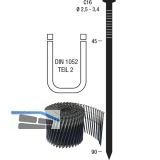 Nagelrollen Ringnut mit Linsenkopf C16RL 2,8 x 65 mm A2 Drahtgebunden 16 Grad