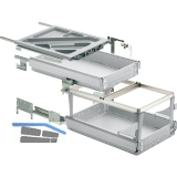 HETTICH SYSTEMA TOP 2000 Container-Set Sil Sys, Teil-/berauszug, ET 530, alu