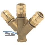 Druckluft Verteiler Messing mit IG 3/8\&quote; und 3 Euro Kupplungen