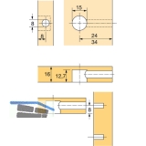 HETTICH RASTEX 15 Exzenter ohne Abdeckrand, Bohr 15, Plattenst. 16