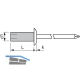 Spreizniete Flachrundkopf 4.0x16 Aluminium mit Stahldorn
