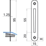 Schlieblech zu Einstemmzunge, abgerundet, 95 x 15 x 1,25 mm, Stahl verzinkt