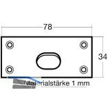 Riegelschlieblech mit gefedertem Verschluss, 78 x 34 mm, Messing blank