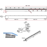 Ausziehtischfhrung ALU 77,Auszugslnge 1850 mm,Platten 2x500,Aluminium