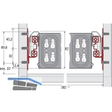 HETTICH SYSTEMA TOP 2000 Quadro Duplex 45, rechts, Einbautiefe 530 mm