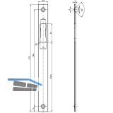 Schlieblech BKS B 9000 1046, 270 x 24 mm, Stulp flach eckig, Edelstahl