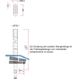 Treibriegelstange BMH 1101, 1385 mm, m. Gleitstopfen f. oben, Stahl verzinkt