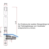 Treibriegelstange BMH 1109, 1500 mm, m. Feder f. oben u. unten, Stahl verzinkt