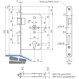 Fluchttrschloss 6028 1-flg. /EN 1125, links, Edelstahl Stulp 20