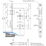 Fluchttrschloss 6128 2-flg. Funk. B/EN 1125, links, Edelstahl