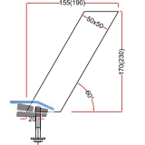 Barkonsole Capri schrg 50 x 50 mm, Hhe 230 mm, Aluminium Edelstahl Effekt