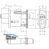 Schiebetor-Zylinderverschluss, Aluminium/Messing vernickelt matt