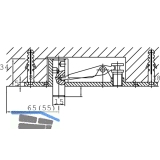 Oberes Lager DORMA PT 21 m. hochdrehbarem Bolzen  15 mm, silber elox. (01.118)