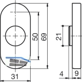 DORMA Drckerrosette PREMIUM 6621 -oval mit Hochhaltefeder, 20, 0 mm, Edst. matt
