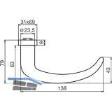 DORMA Drckerlochteil PREMIUM 8999 - FS, 23, 5 mm, silber eloxiert