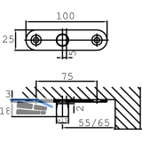 Zapfen DORMA PT 24,  15 mm m. Anschraublasche, Glas 10 mm, Edelstahl (01.123)