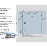 Pendeltrbeschlag Tensor Glas-Glas, Feststellpunkt 90,Aluminium silber eloxiert