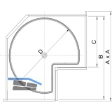 VAUTH-SAGEL RECORNER Drehbeschlag mit 3/4 Kreisböden, ø 720, KB 800/900 mm