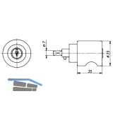 HEKNA ERGO-LINE SYSTEM 30 Zylinder Drehknopf Metall links, Zamak matt