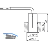 Druckschalter 230 V, 1-polig, mit 1000 mm Anschlussleitung, vernickelt matt