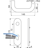 Drckerlochteil D110 mit Kurzschild PZ 72 mm, silber eloxiert