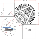 NINKA MONDO Eckschrank-Drehbeschlag Winkelfalttr 90 Grad, KB 900 mm