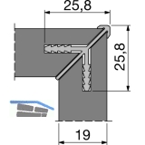 Korpus-Eckverbinderprofil 5000 mm fr Holzstrke 19 mm, natur eloxiert