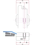 Einbaudoppelzylinder key Tec X-tra,Lagerprogramm, 28/40, Messing vernickelt matt