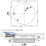 Einbauleuchte Micro Lynx B 230 V, 6 Watt,  85 mm, alufarbig
