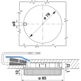 Einbauleuchte Micro Lynx B 230 V, 6 Watt,  85 mm, vernickelt matt