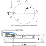 Einbauleuchte Micro Lynx A 230 V, 6 Watt,  85 mm, vernickelt matt