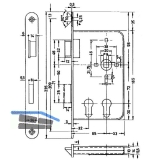 Einstemmschloss BMH 1015 PZW/2 PZ Funktion, links, DM 60/100, Edelstahl