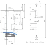 Einstemmschloss WC, rechts, DM 55, Entf. 78 mm, Stahl silber lackiert