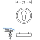 FSB SH-Zylinderrosette 73 7393,  60 mm, Hhe 15 mm, silber eloxiert
