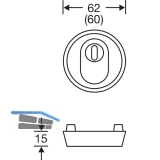 FSB SH-Zylinderrosette 73 7393,  62 mm, Hhe 15 mm, Edelstahl feinmatt