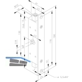 Einbauriegel mit Stulp 196 x 24 x 3 mm, Innengewinde M 10, DM 23, Stahl verzinkt