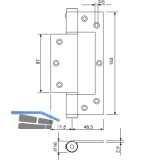 Federband ST 150 dreiteilig, Bandhhe 153 mm, Rollen  16 mm, Edelstahl