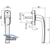 ROTO Fenstergriff SAMBA - verdeckt geschr., VK 7 x 37 mm, Alu Titan matt