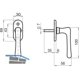 GRUNDMANN Fenstergriff ELEGANT 504 - sichtbar geschraubt, 7x35, Alu poliert