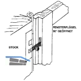 Fensterspreizel mit Eisenknopf, links, 50 mm, Stahl blank