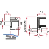 Glasbodentrger Alfa Stop zum Stecken, Bohr  5 mm, vernickelt