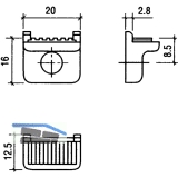 Glasbodentrger Pull zum Anschrauben, Glas 5-8 mm, vernickelt,VPE 100 ST