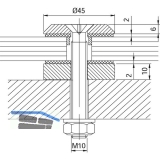 Glaspunkthalter Trapez 45, 45 mm, 8 - 20 mm Glas, Edelstahl